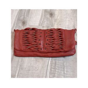 7Chi pocketbook leather tomato red folding purse missing strap